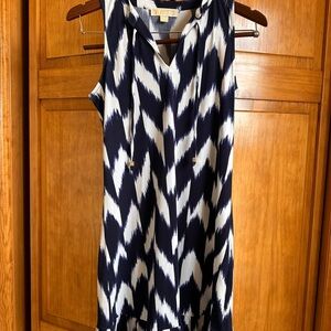 Michael Kors Navy and White Chevron Mini Dress